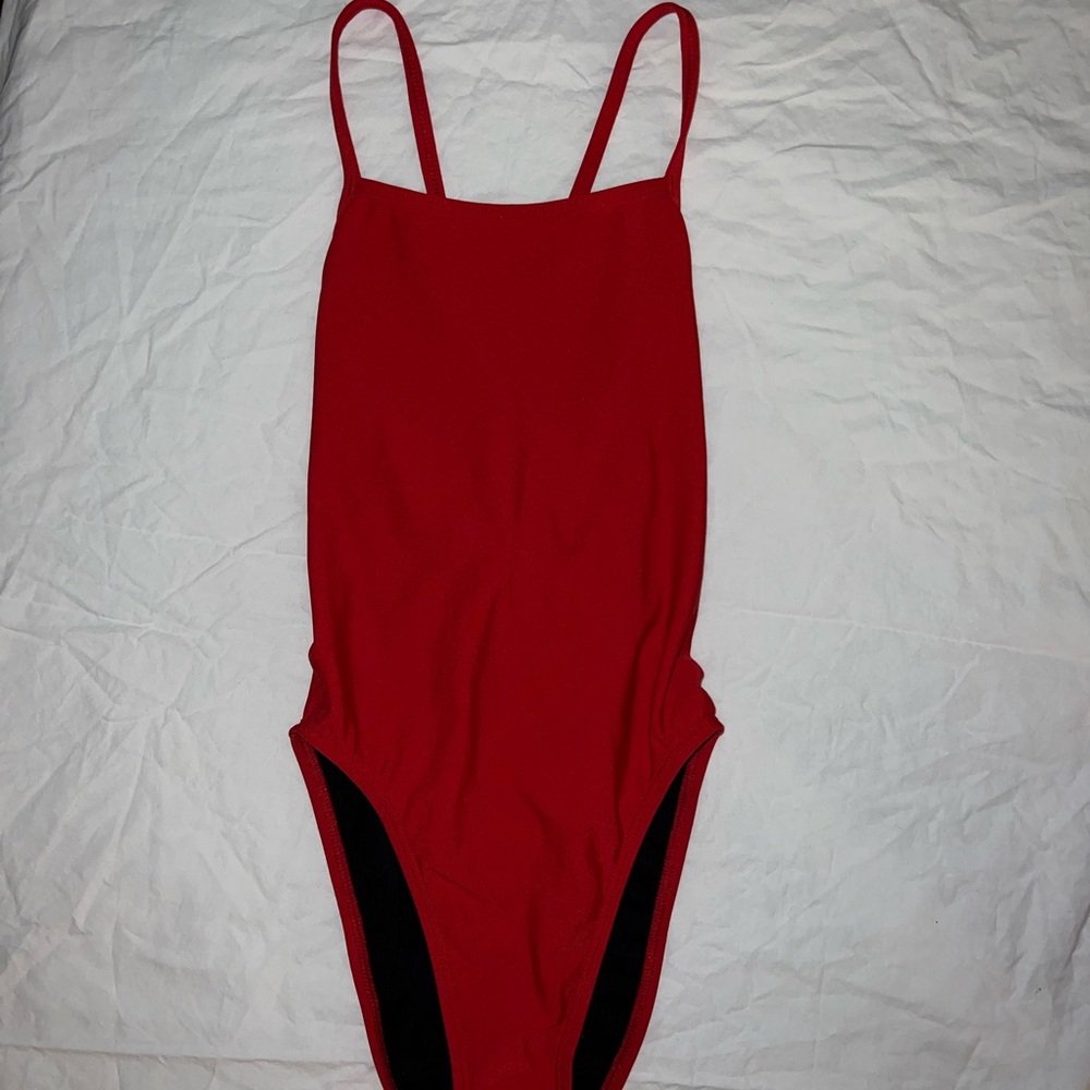 Red tie back Jolyn bathing suit • “Jackson II” Style • Size 26